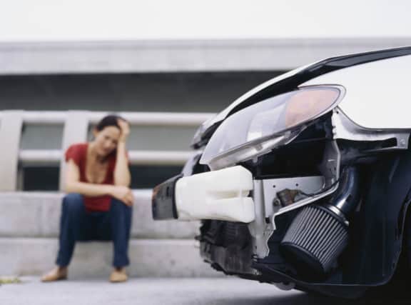 car-accident-ptsd-orlando-counselor Low angle view of the front part of a car after an accident
